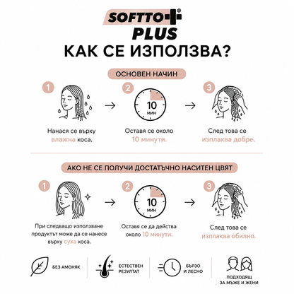 Softto Plus ТЪМНО КЕСТЕНЯВ - Оцветяващ шампоан за коса 400ml