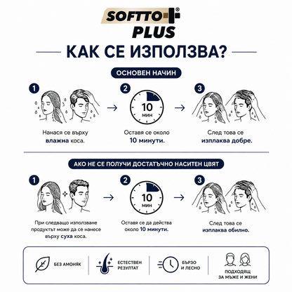 Softto Plus Тъмно кестеняв – Оцветяващ шампоан за коса за мъже 400 мл