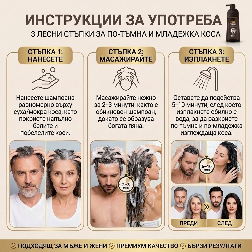 Soffto Plus КЕСТЕНЯВ – Оцветяващ шампоан за коса